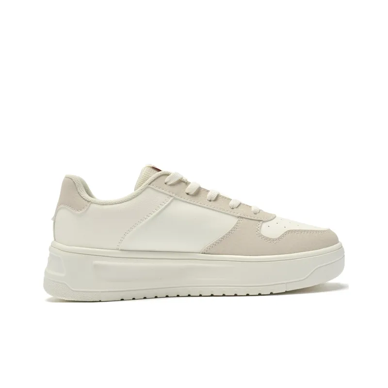 QIAODAN Anti-Slip And Wear-Resistant Breathable Low-Top Skateboard Shoes Women's Beige-1