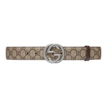 GUCCI Canvas, Leather, Metal Leather Belts Men's Beige 