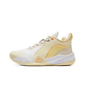 PEAK Cushioned Slip Resistant Abrasion Resistant Low Top Basketball Shoes Men's Yellow White