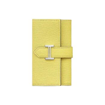 HERMES Bearn Mysore Goat Skin Key Pouch Unisex 0Y Limoncello Lemon Yellow