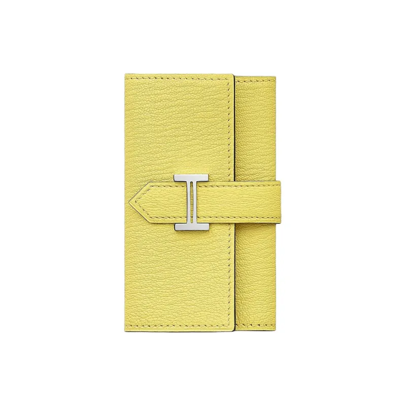 HERMES Bearn Mysore Goat Skin Key Pouch Unisex 0Y Limoncello Lemon Yellow-0