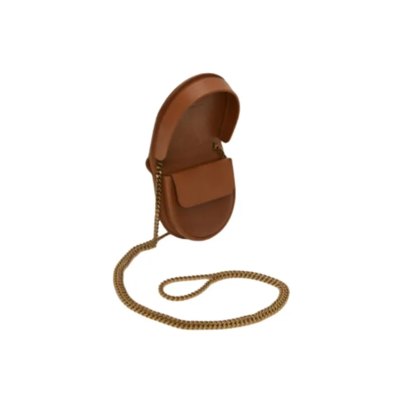 SAINT LAURENT KAIA Vegetable-Tanned Leather Horse Shoe Coin Purse Crossbody Bag Regular Women's Dark Brown-4