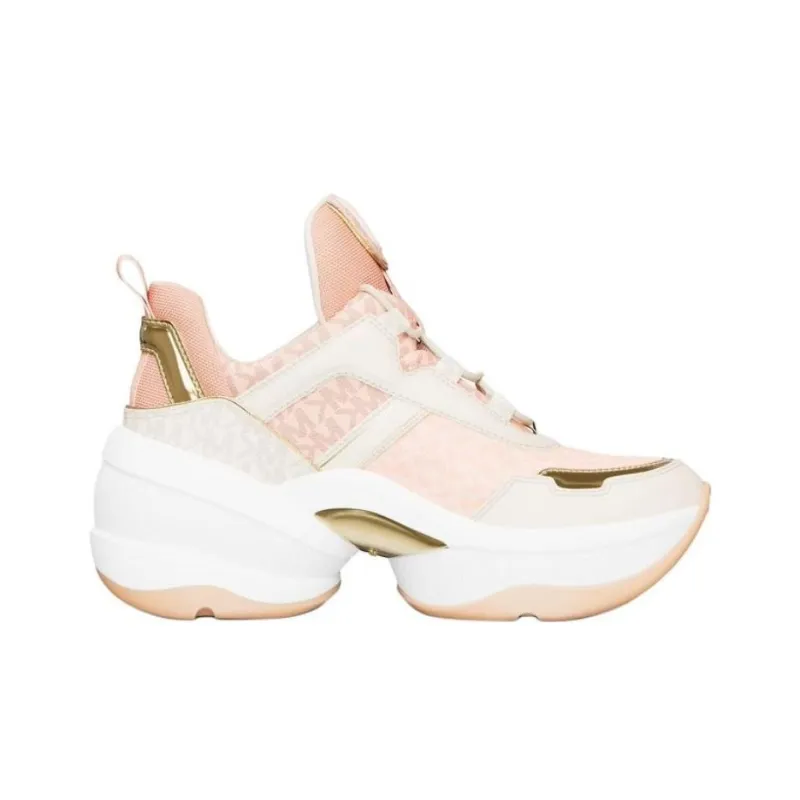 MICHAEL KORS Olympia Low Top Chunky Sneakers Women's White Pink-1
