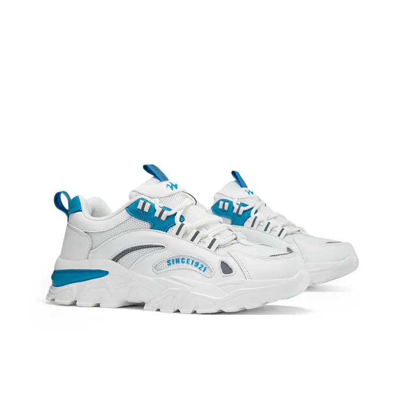 Binary Breathable Lightweight Height Increasing Low Top Chunky Sneakers Women's Beige Blue-3