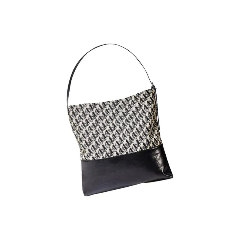 AQUASCUTUM Fabric With Vegetable Tanned Leather Tote Bag, Shoulder Bag Medium Size Women's Black-1