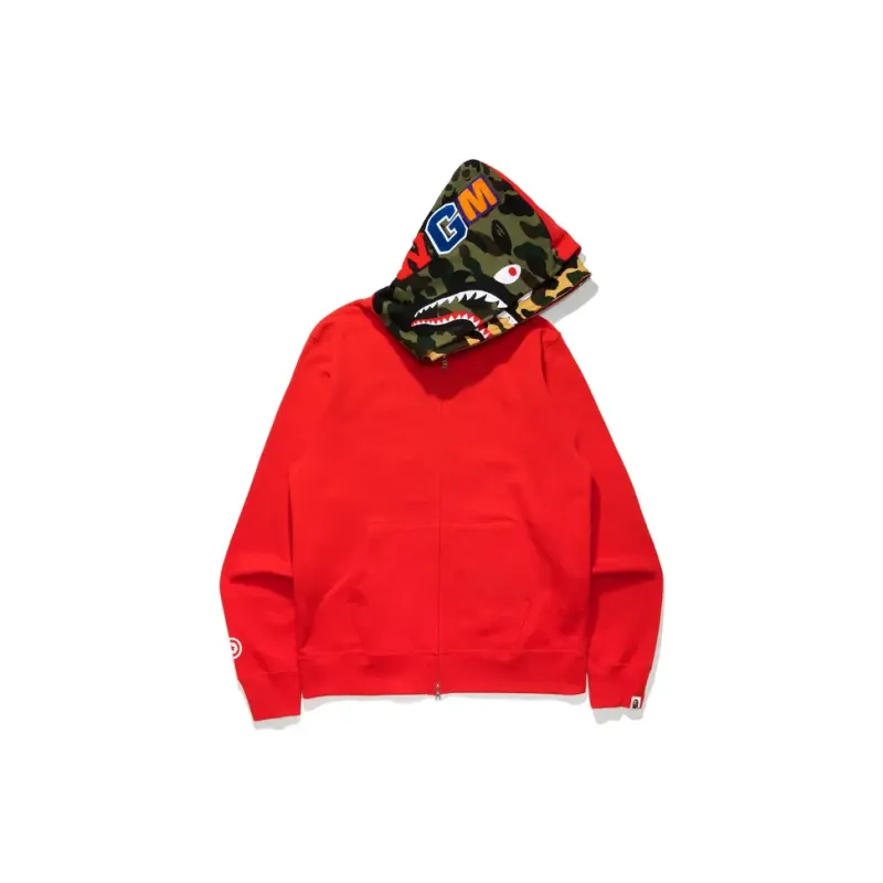 Bape Shark Full Zip Camo Sleeve Hoodie-5