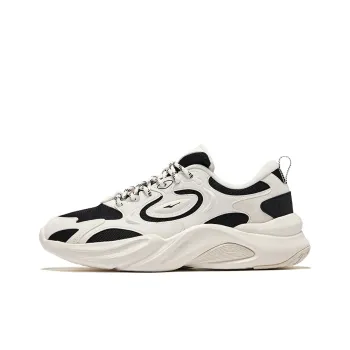 Erke Wear Resistant Height Increasing Low Top Casual Shoes Men's Jet Black Microcrystal White