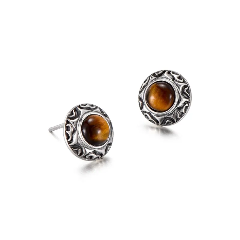 IDEAGEMER S925 Silver Stud Earrings Men's-4