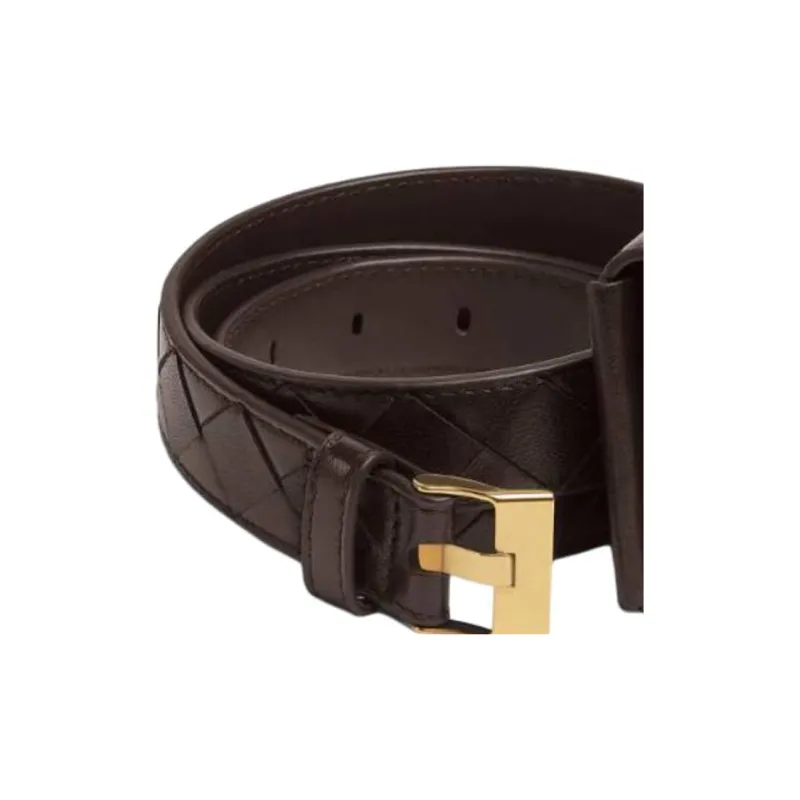 Bottega Veneta Calfskin Leather Belts Women's Brown Width 2.5cm-1