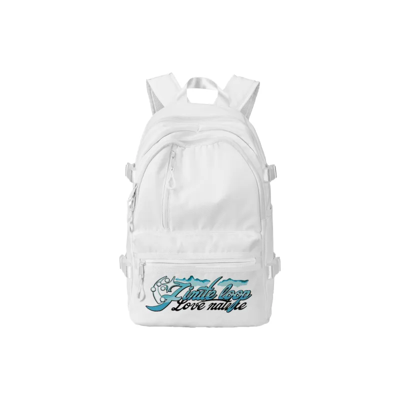 FINITE LOOP Recycled Material Student Backpack Unisex White-23