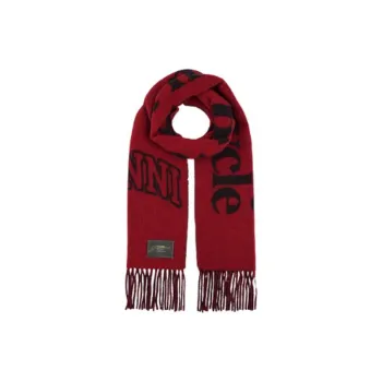 GANNI Sheep Wool Knit Scarves Women's Red