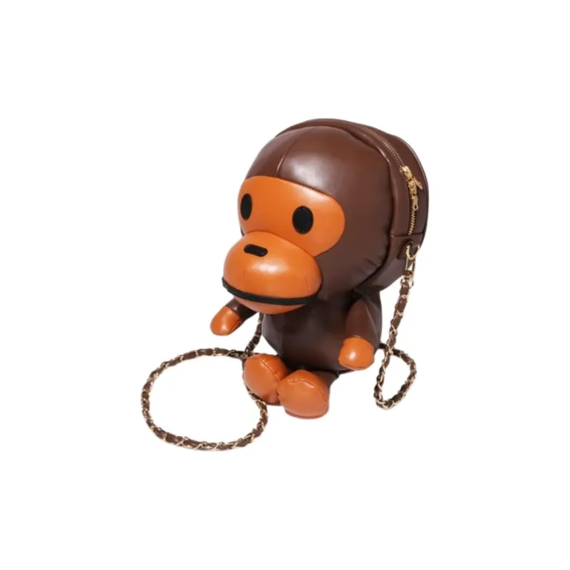 A BATHING APE Synthetic Leather Shoulder Bag Kids' Brown-1