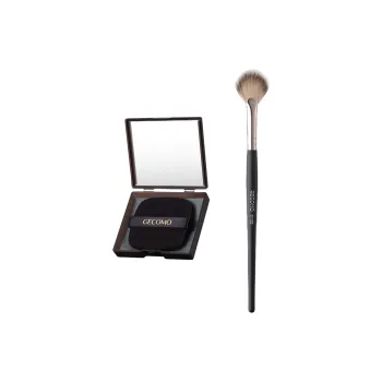 GECOMO Blush Highlight Brush+Oil Absorbing Paper Combination, Built in Mirror Powder Puff, Makeup Tool