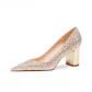 Plain Chunky Heel 6cm-Champagne