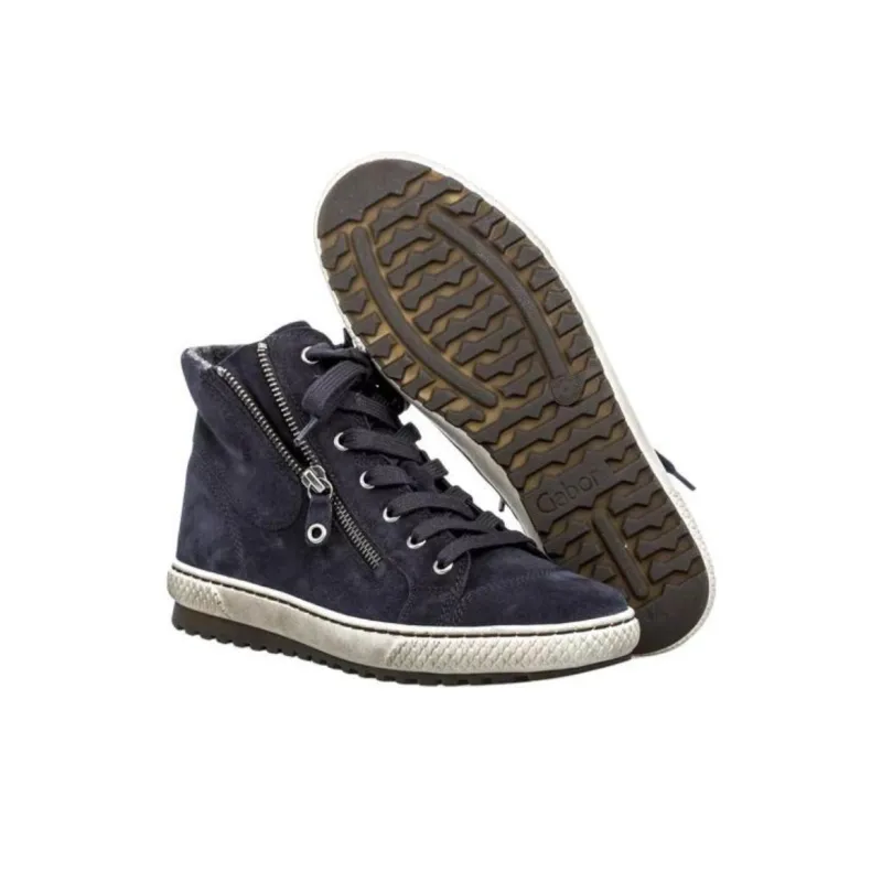 Gabor Fashion High-Top Casual Shoes Women's Blue-5