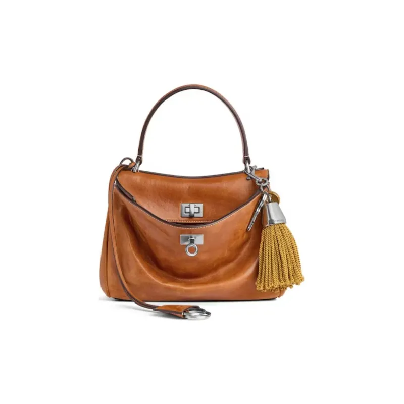Balenciaga Rodeo Sheepskin One Shoulder Handbag Mini Women's Brown-0