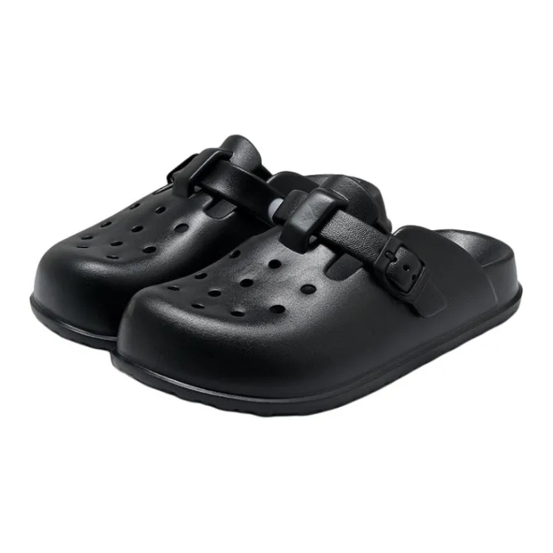 Yu Pu Summer Vintage Eva Slip Resistant Breathable Closed Toe Clogs Slip on Mules Platform Slippers Shoes-0
