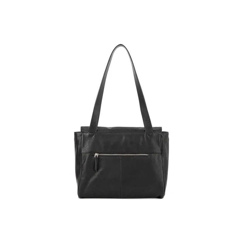 VENOF Top Grain Genuine Cow Leather Shoulder Bag Large Size Women's Cognac Brown/Rational Black-7
