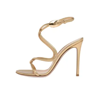 GIANVITO ROSSI Black Mamba One Strap Sandals 10.5cm Women's Gold