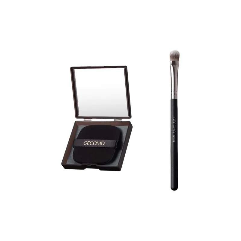 GECOMO Round Tip Eye Shadow Brush+Oil Absorbing Paper Combination, Built in Mirror Powder Puff, Makeup Tool-4