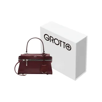 GROTTO Cow Leather Handbag Mini Women's Vintage Red