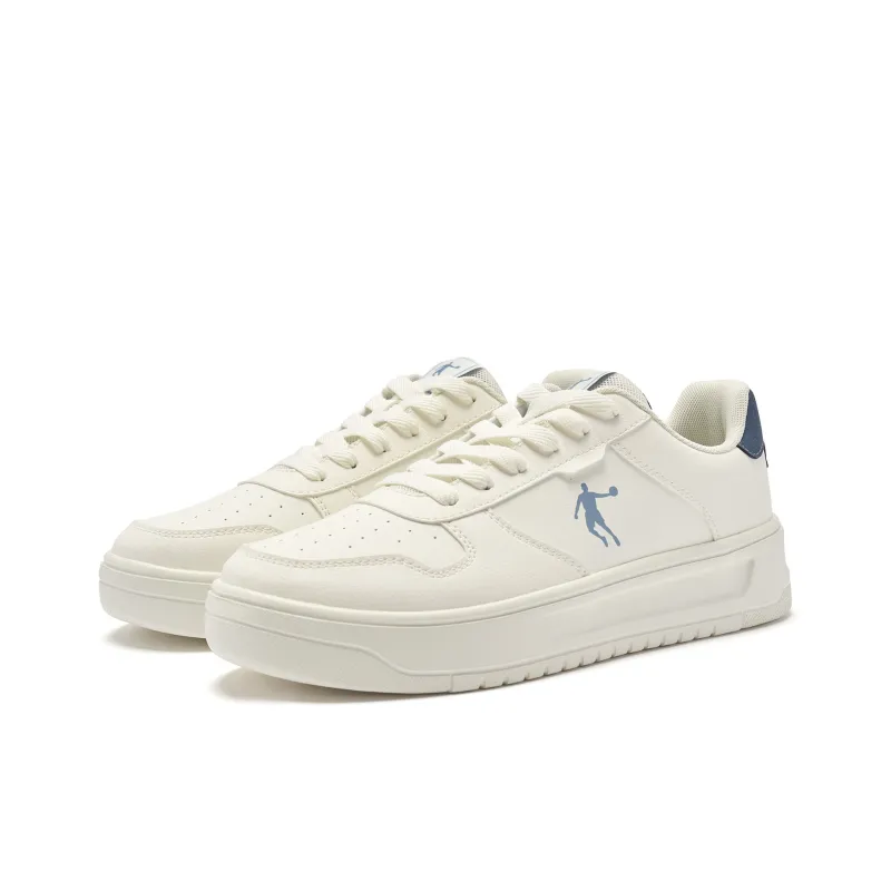 QIAODAN Anti-Slip And Wear-Resistant Breathable Low-Top Skateboard Shoes Men's Beige Blue-3