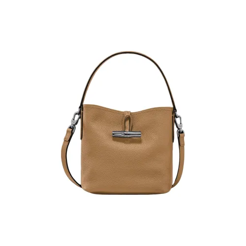 LONGCHAMP Le Roseau Leather Bucket Bags Shoulder Bag Crossbody Bag Handbag Women's Brown