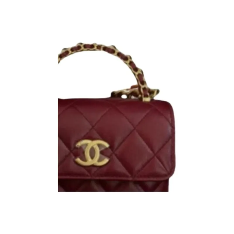 CHANEL Sheepskin Kelly Bag, Mini Bag, Shoulder Bag, Crossbody Bag, Handbag Trumpets Women's Burgundy-3
