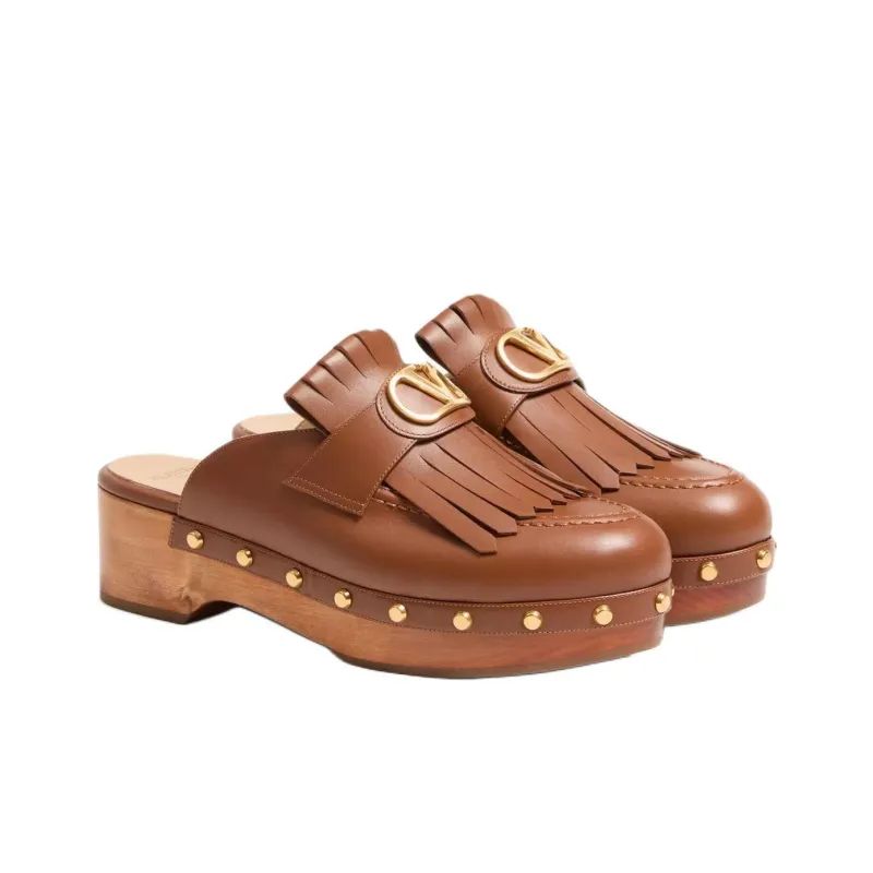 Valentino VLogo Signature Wrap toe Slippers Women's Brown-2