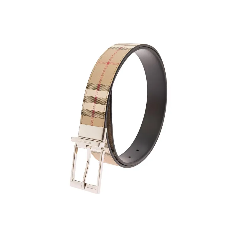 Burberry Polyurethane Leather Belts Men's Beige 3.5CM-1
