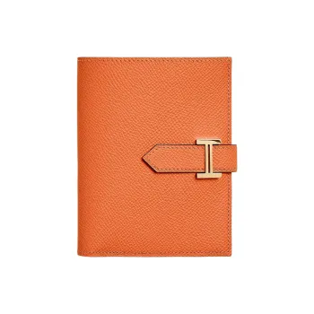 HERMES Bearn Epsom Leather Wallet Regular Women's 93 Orange Hermes Orange/Orange