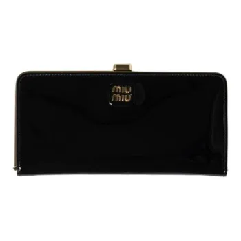 MIU MIU Calfskin Wallet Large Size Women's Black