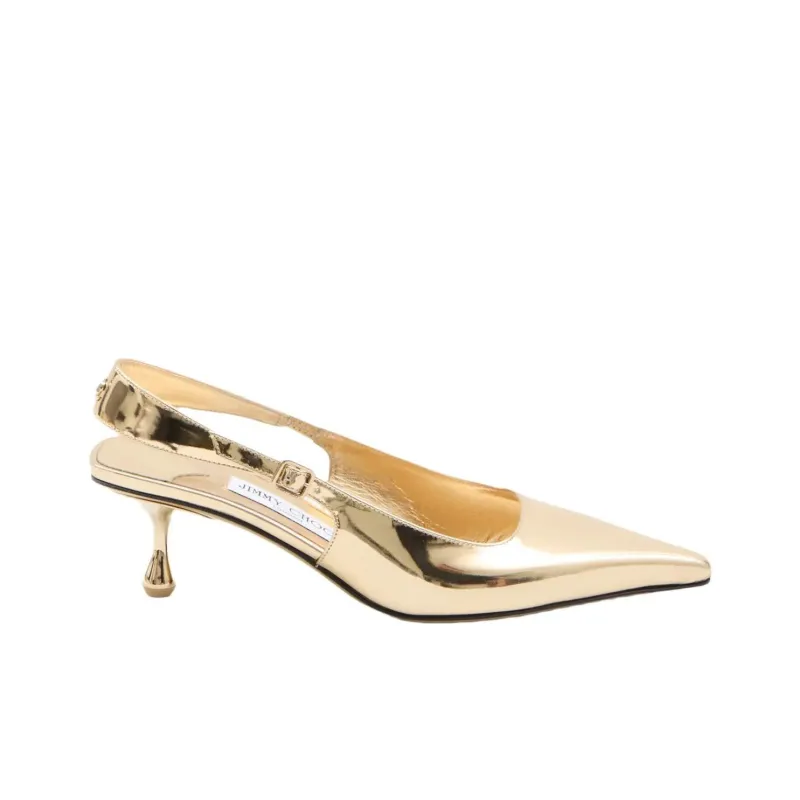 Jimmy Choo Amel 50 Irregular Heel High Heels 5cm Women's Gold-1