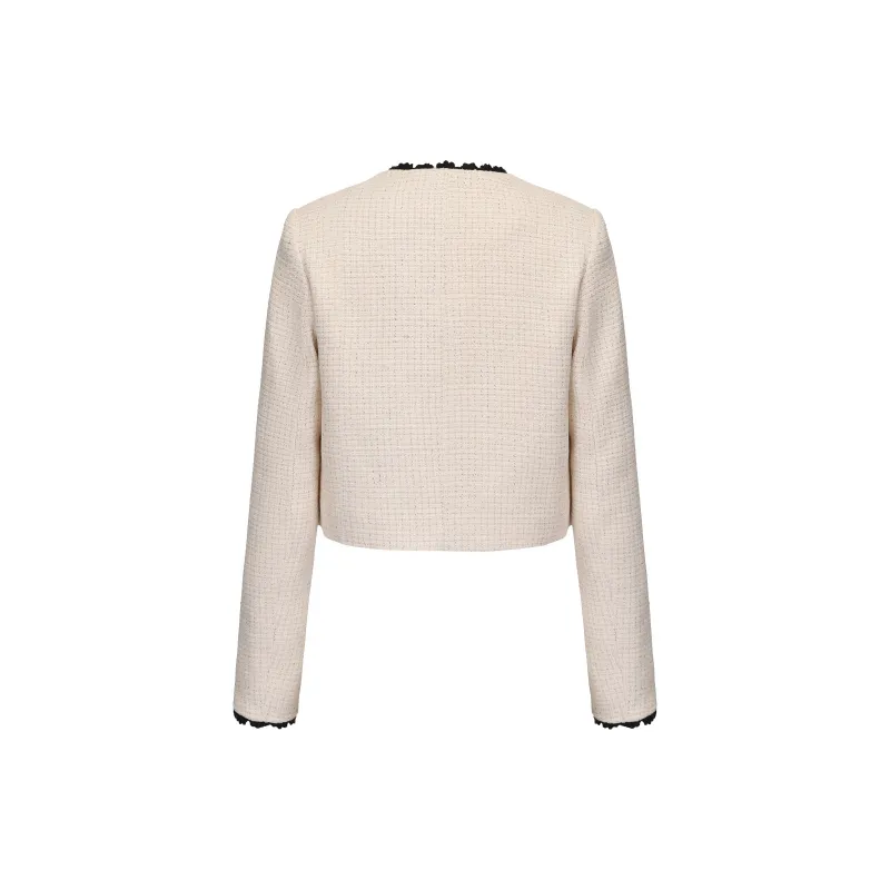CHIWAWAMEME Cropped Coats Women's Chanel Apricot-1