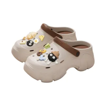 ECAC 8.0cm Height Increasing Summer Slip Resistant Platform Closed Toe Home Slippers