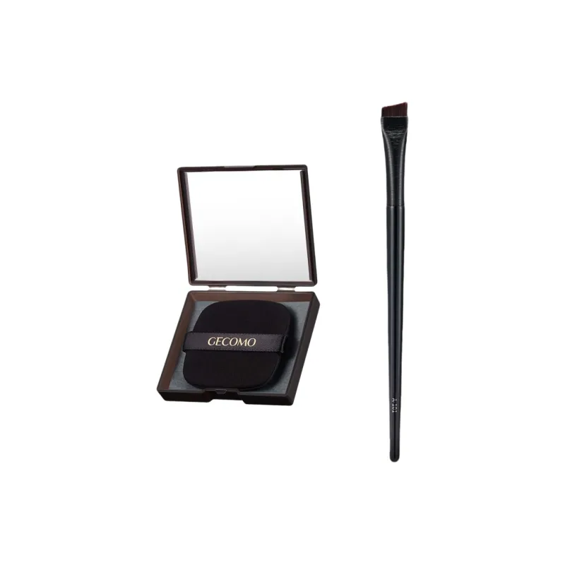 GECOMO Blade Angled Tip Eyebrow Brush+Oil Absorbing Paper Combination, Built in Mirror Powder Puff, Makeup Tool-0