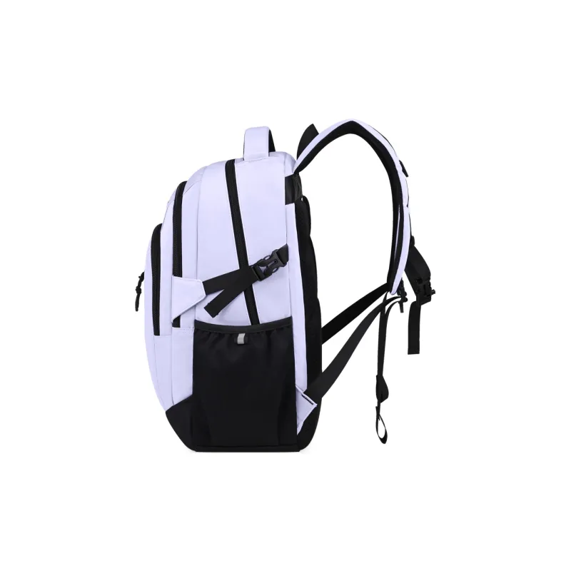 EDISON Nylon Middle And High School Student Backpack Large Size Unisex Black/Silver Gray/Purple-10
