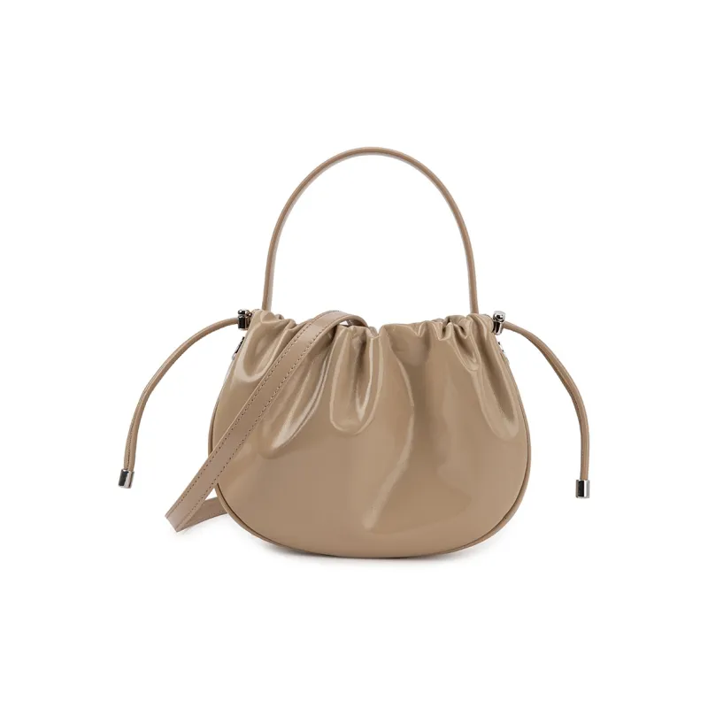 VENOF Cow Leather Handbag Small Size Women's Mocha Apricot/Rum Black/Hot Song Red/Cloud White-1