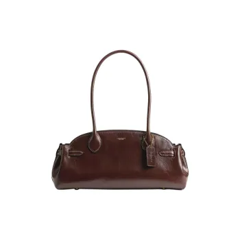 COACH Empire Carryall Glazed Surface Leather Handbag Shoulder Bag Large Size Women's Maple