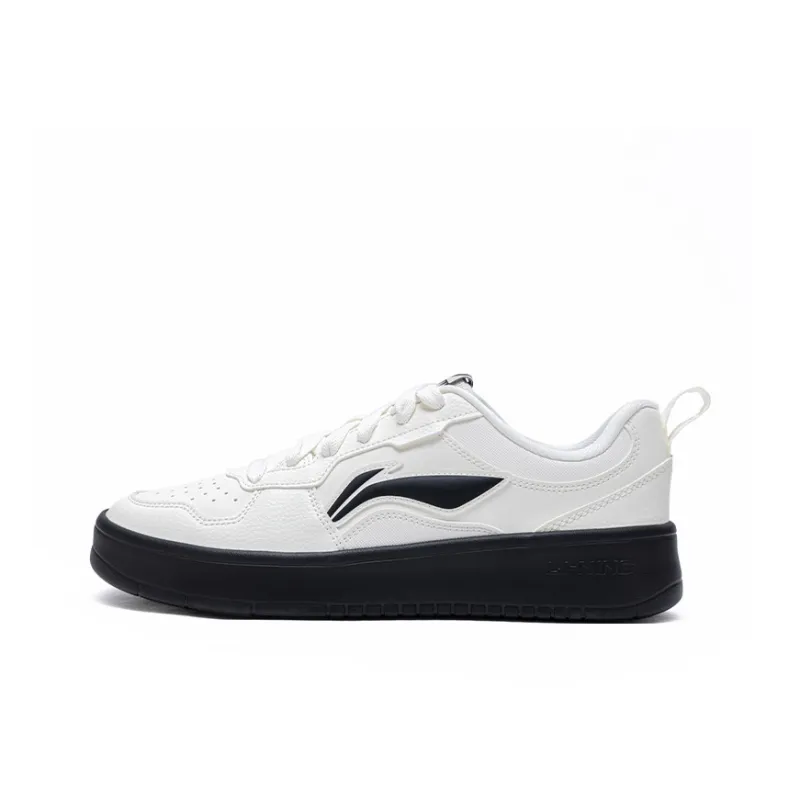 LiNing Early Cloud Wear-Resistant Lightweight Height Increasing Low-Top Skateboard Shoes Men's White Black-0