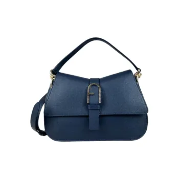 Furla Calfskin Shoulder Bag, Crossbody Bag, Handbag Medium Size Women's Dark Blue