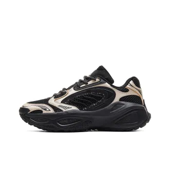 PEAK Anti Slip Wear Resistant Low Top Chunky Sneakers Men's Black Champagne Gold