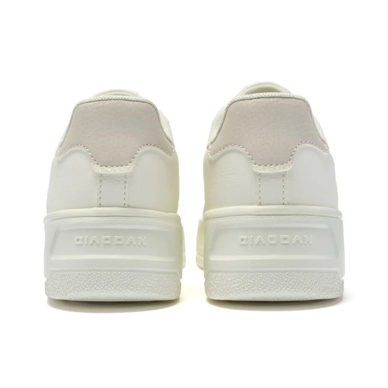 QIAODAN Anti-Slip And Wear-Resistant Breathable Low-Top Skateboard Shoes Women's Beige-5