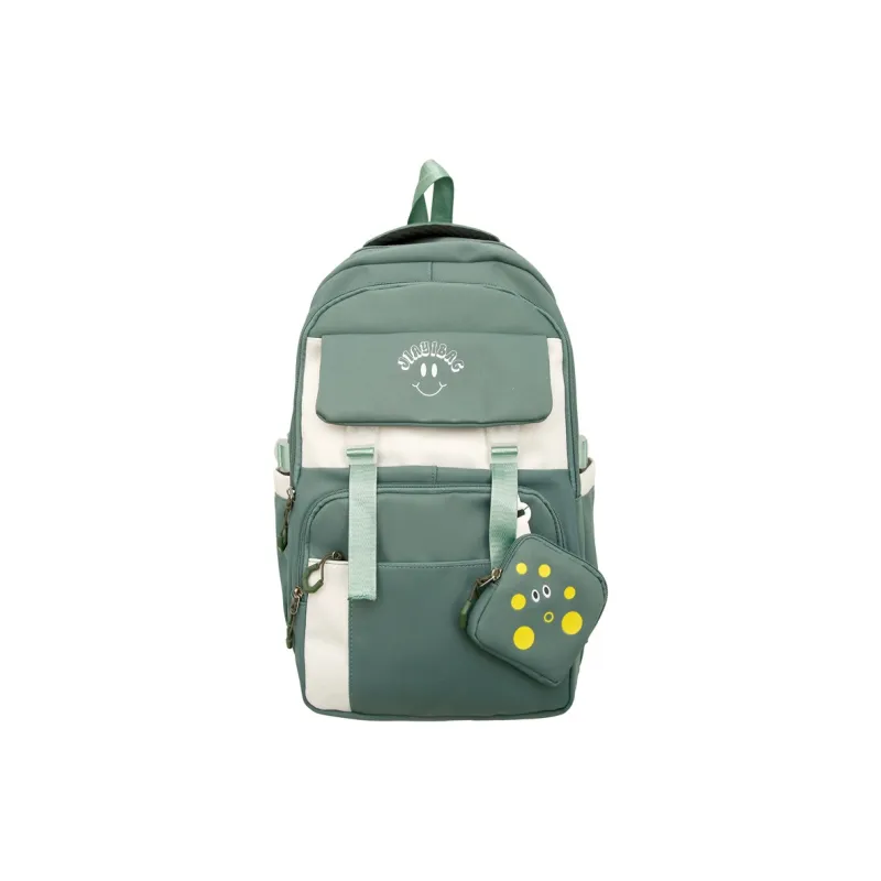 BUBM Nylon Backpack Unisex Black/Ecru/Green/Pink/Khaki/Bayberry Red-14