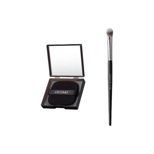 GECOMO Round Tip Eye Shadow Brush+Oil Absorbing Paper Combination, Built in Mirror Powder Puff, Makeup Tool