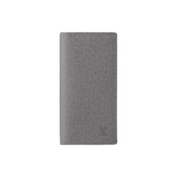 LOUIS VUITTON Brazza Leather Long Wallets Men's Gray