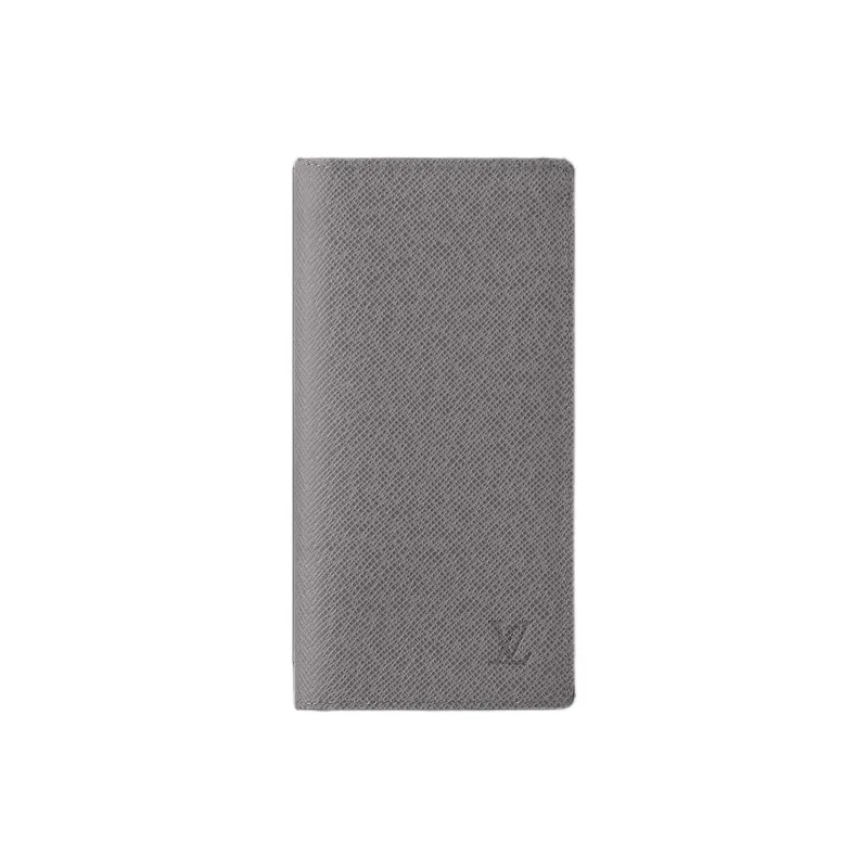 LOUIS VUITTON Brazza Leather Long Wallets Men's Gray-0
