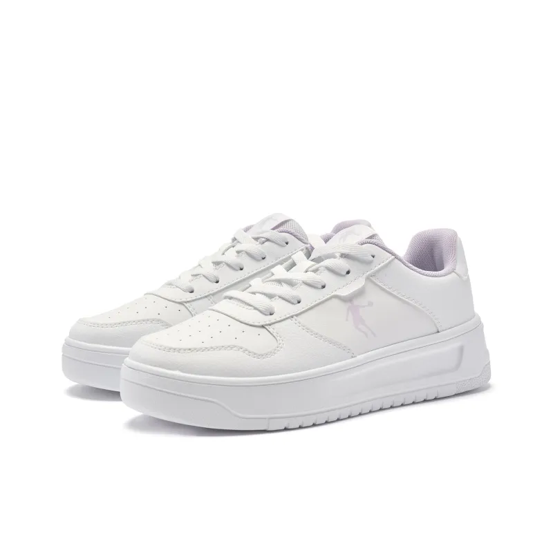 QIAODAN Anti-Slip And Wear-Resistant Breathable Low-Top Skateboard Shoes Women's White-3