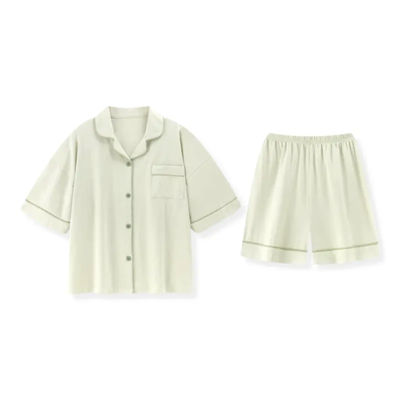 WANANNI Pajama Set Women's Cream Green-0