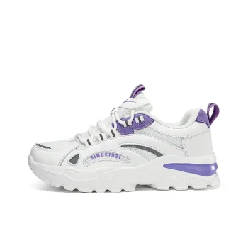 Binary Breathable Lightweight Height Increasing Low Top Chunky Sneakers Women's White Purple